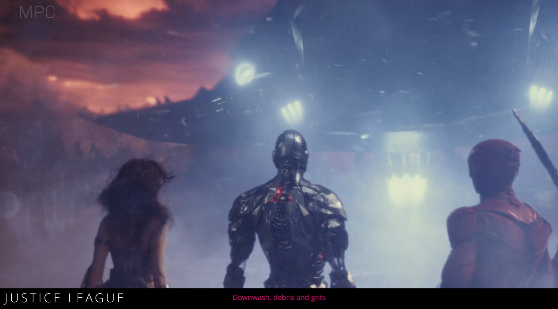 Downwash et debris - Justice League